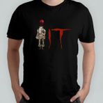Pixxa It Pennywise Stephen King Pamuklu Bisiklet Yaka T-Shirt Model 1 - Siyah