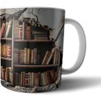 Pixxa Kitap Kurdu Kitapsever Kütüphane Optik Illüzyonlu Kupa Bardak Model 1 - Renkli