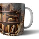 Pixxa Kitap Kurdu Kitapsever Kütüphane Optik Illüzyonlu Kupa Bardak Model 10 - Renkli