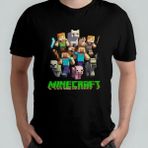 Pixxa Minecraft Unisex %100 Pamuklu Bisiklet Yaka T-Shirt Model 1 - Siyah - XL