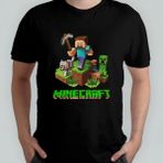 Pixxa Minecraft Unisex %100 Pamuklu Bisiklet Yaka T-Shirt Model 2 - Siyah - 8 - 12 Yaş