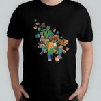 Pixxa Minecraft Unisex %100 Pamuklu Bisiklet Yaka T-Shirt Model 5 - Siyah - 8 - 12 Yaş