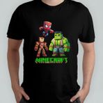 Pixxa Minecraft Unisex %100 Pamuklu Bisiklet Yaka T-Shirt Model 6 - Siyah
