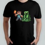 Pixxa Minecraft Unisex %100 Pamuklu Bisiklet Yaka T-Shirt Model 7 - Siyah - 6 - 9 Yaş
