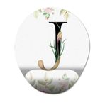 Pixxa Model 1 Oval J Harfi Çiçekli Harf Bilek Destekli Mouse Pad