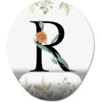 Pixxa Model 1 Oval R Harfi-Çiçekli Harf Bilek Destekli Mouse Pad