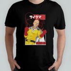Pixxa One Punch Man Unisex %100 Pamuklu Bisiklet Yaka T-Shirt Model 4 - Siyah