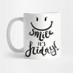 Pixxa Smile It's Friday! Black Text Design With Happy Smiley Face Kupa Bardak