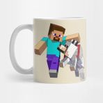 Pixxa Steve ve Köpeği - Minecraft Kupa Bardak - Renkli