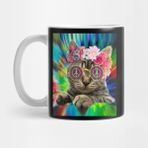Pixxa Tie Dye Peace Hippie Cat Boho Festival Kupa Bardak