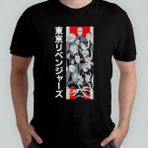 Pixxa Tokyo Revengers Anime Manga Unisex %100 Pamuklu Bisiklet Yaka T-Shirt Model 8 - Siyah