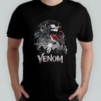 Pixxa Venom Spider-Man Unisex %100 Pamuklu Bisiklet Yaka T-Shirt Model 1 - Siyah