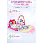 Piyanolu Unicorn Desenli Bebek Oyun Halısı 0+ Ay, Hayvan Figürlü Işıklı ve Müzikli Gelişim Matı