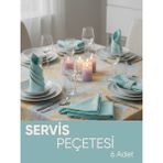 Piyes Home Turkaz Mint Yeşili Pamuk Saten Servis Peçetesi Sunum Peçetesi Amerikan Servis 6'lı Kumaş Peçete – 45X45 cm - 45 x 45 cm - Turkuaz