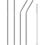 Piyop 4 Parça Metal Pipet - Paslanmaz Çevre Dostu Metal Pipet Fırça Seti - 1 Adet
