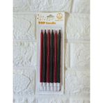 Piyop 6li Simli Pasta Mumu Kırmızı-Siyah 17 cm