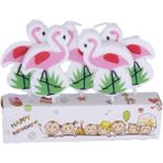 Piyop Flamingo Temalı Kürdanlı Mum 5 Li Set