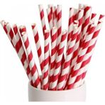 Piyop Kırmızı Beyaz Çizgili Karton Pipet 19,5x0,6 cm - 1 Adet