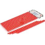 Piyop Pipet Beyaz Puantiyeli Kırmızı Kağıt - 25 Adet 19.5 cm
