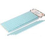 Piyop Pipet Beyaz Puantiyeli Mavi Kağıt - 25'li 19.5 cm - 25 Adet