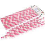 Piyop Pipet Kağıt Pembe-Beyaz Spiral Modeli - 25'li 20 cm - 25 Adet