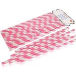 Piyop Pipet Kağıt Pembe-Beyaz Spiral Modeli - 25'li - 25 Adet