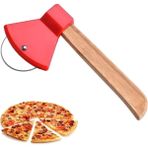 Pizza Kesici Bambu Saplı Balta Görünümlü Oval Kesici -RA-311 - Renkli