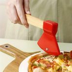 Pizza Kesici Tekerleği Balta Şekil Paslanmaz Çelik, Bambu Saplı Dönen Kesici Kurabiye, Kek, Ekmek - Renkli