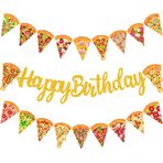 Pizza Mutlu Yıllar Afiş Pizza Doğum Günü Partisi Süslemeleri Pizza Parti Malzemeleri Glitter Pizza Dilim Garland Çocuklar için Doğum Günü Süslemeleri Pizza Tema Doğum Günü Partisi Bebek Duş