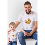 Pizza ve Dilimi Baba Oğul Kız Tshirt(Tek Ürün Fiyatıdır Kombin Yapmak Için 2 Adet Sepete Ekleyiniz) - 5 - 6 Yaş - Beyaz