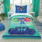 Pj Masks Lisanslı Move Karakter Baskılı%100 Pamuk Nevresim Takımı, Çok Renkli, Tek Kişilik (Nevresim: 160X220 Cm/lastikli Çarşaf: 100X200 Cm/yastık Kılıfı: 50X70 Cm)