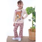 Pjk2i Bambi Desenli Gül Kurusu Fitilli Taytlı 2 Ip %100 Pamuk Kız Çocuk Takımı 3-10 Yaş 7213-GK - 3 - 4 Yaş