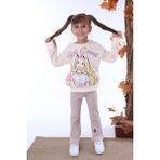 Pjk2i Barbie Desenli Bej Fitilli Taytlı 2 Ip %100 Pamuk Kız Çocuk Takımı 3-10 Yaş 7226-B - 3 - 4 Yaş