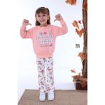Pjk2i Çiçek Desenli Pudra Çiçekli Fitilli Taytlı 2 Ip %100 Pamuk Kız Çocuk Takımı 3-10 Yaş 7211-PU - 7 - 8 Yaş