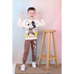 Pjk2i Mickey Mouse Desenli Kahverengi 2 Ip %100 Pamuk Erkek Çocuk Eşofman Takımı 3-10 Yaş 7238-K - 3 - 4 Yaş