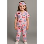 Pjkö Kiraz Desenli Pembe Kısa Kollu Önden Düğmeli Kız Çocuk Pijama Takımı 4-12 Yaş 577K - 5 - 6 Yaş
