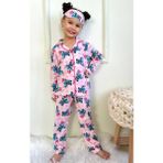 Pjkö Stitch Desenli Pembe Uzun Kollu Önden Düğmeli Kız Çocuk Pijama Takımı 4-12 Yaş 719U - 5 - 6 Yaş
