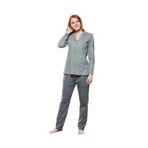 PJS Kadın %95 Pamuk Düğmeli Pijama Takımı Leopar Desenli Gri (Gri, 36)