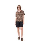 Pjs Kadın Pijama Takımı, Leopar Desen, Kahverengi-Siyah, 46 Beden
