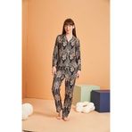 Pjs Kadın Pijama Takımı, Siyah, Saten, 38 Beden