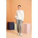 Pjs Xoxo Kadın Baskılı Uzun Kollu Sweatshirt Çizgili Eşofman Takım