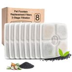 PK.ZTopia Kedi Çeşmesi Yedek Filtre - 8'li Paket, Evcil Hayvan Çeşmesi Filtreleri, Kare Kedi Çeşmesi Filtreleri 9 oz/2,5 L için Otomatik Evcil Hayvan Çeşmesi Kedi Su Fıskiye Köpek Su Dağıtıcı