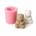 PK1002763 - Silikon Kalıp Mum Kalıbı - Küçük Boy Oturan Ayıcık