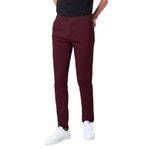 Plaid&Plain Erkek Dar Kesim Esnek Haki Pantolon Renkli Pantolon Dar Kesim Pantolon Konik Pantolon, Bordo, 30W / 28L