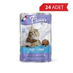 Plaisir 100 gr 24 Adet Pouch Alabalık ve Karidesli Yetişkin Kedi Konservesi