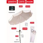 Plaj Deniz Kamp Şemsiyesi Çanta Kazık Takımı Set - Krem