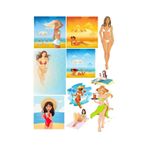 Plaj Kızı Sticker Set 10 Parça Telefon, Tablet, Defter, Laptop Sticker