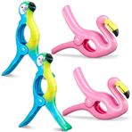 Plaj şezlongları için havlu askısı, 4 adet büyük plaj havlusu mandalı, flamingo, plaj havlusu, klips, flamingo, çamaşır mandalları, çamaşırlar, plaj havlusu, banyo havlusu, havuz için (pembe A)