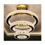 Plaket Kristal Taş Işlemli 304 Gold Paslanmaz Ledli Avize 3 Renk(Beyaz Sarı ve Gün Işığı)
