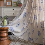 Plancholo Boho Perde 171 cm Uzunluk Mavi Çiçek Baskılı Çiftlik Evi Yarı Şeffaf Örtü Püsküllü Pamuklu Keten Çubuk Cep Pencere Uygulaması Oturma Odası Yatak Odası için (1 Panel, 149 cm G x 180 cm U)